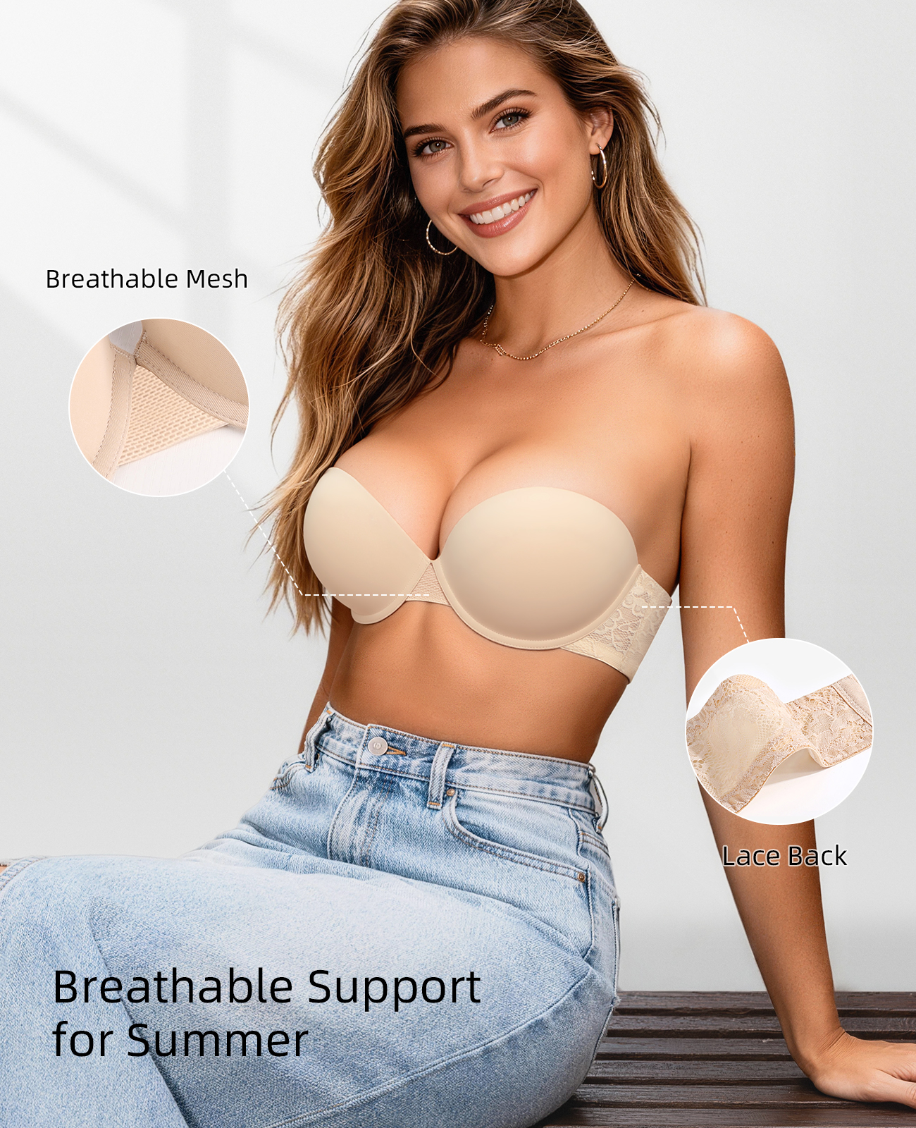 New Push Up Bra Women Lace Pad - Convertible Bra Multiway incelemesi ve fiyatı