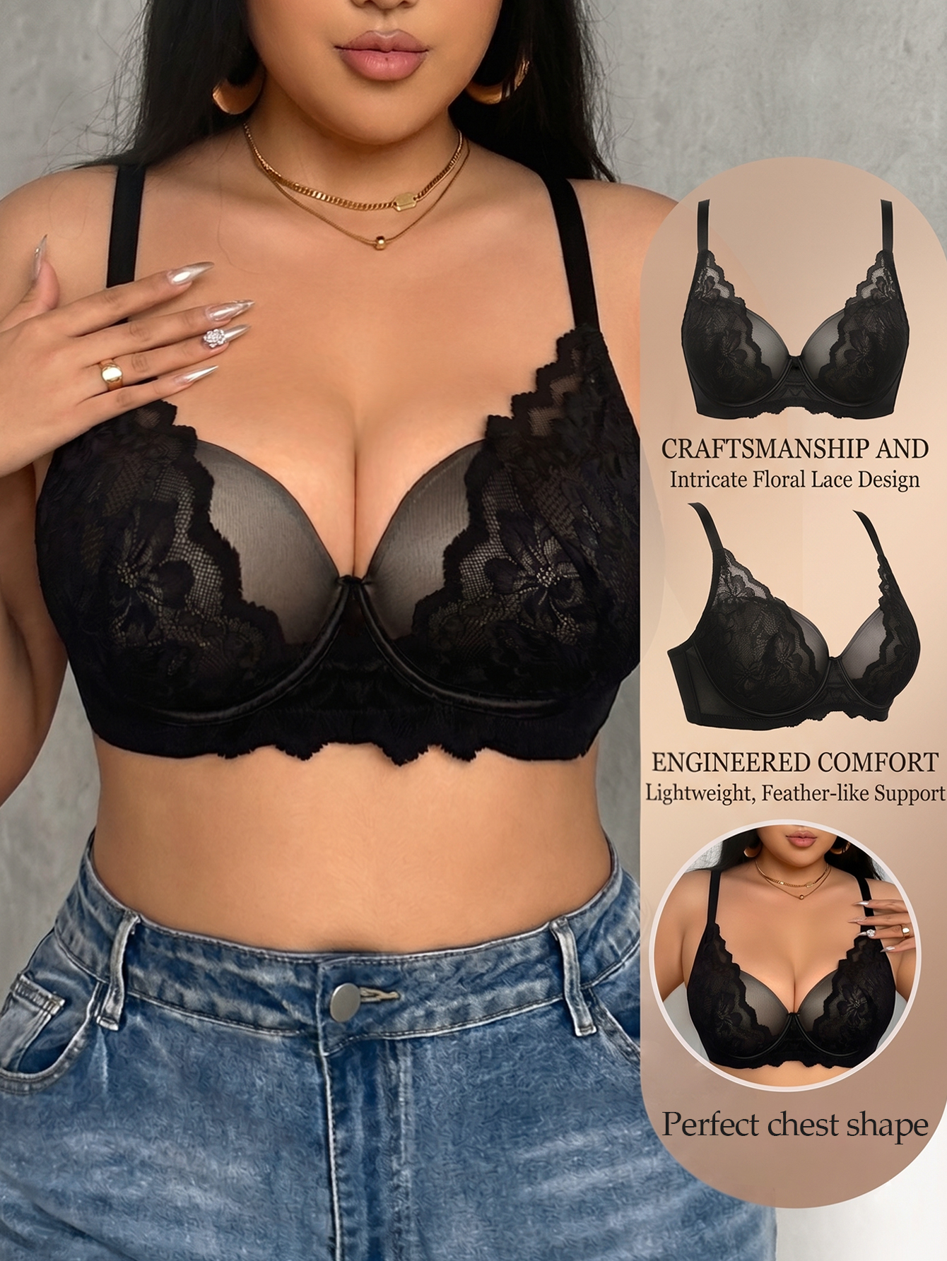 Wide Strap Plus Size Women Bra - Underwire Bra Padded incelemesi ve fiyatı