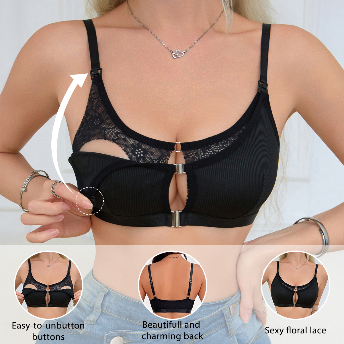 Black Comfortable Front Clasp  - Nursing Bra Clip incelemesi ve fiyatı