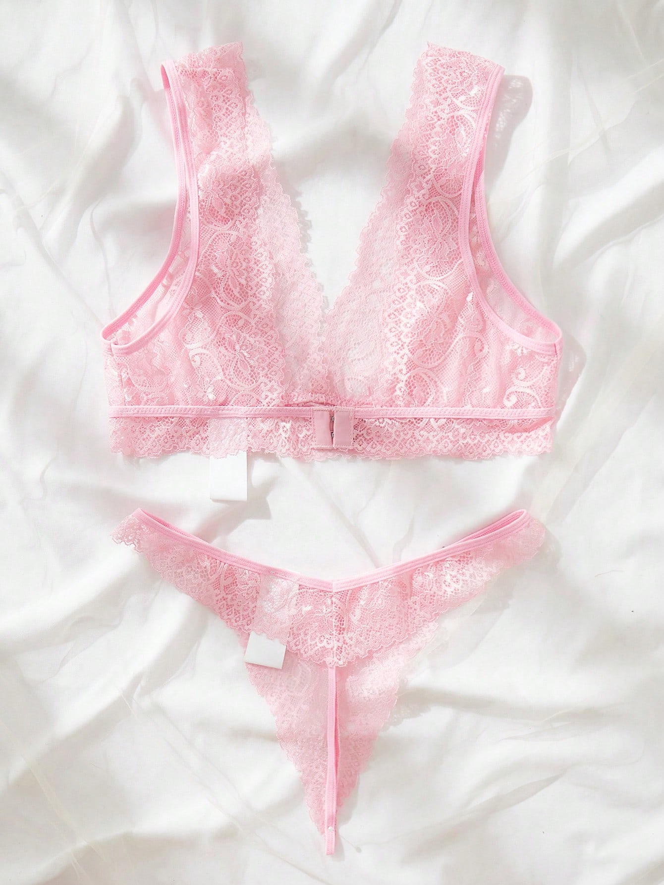 Pink Lace Lingerie Set Sheer F - Lace Bralette Set incelemesi ve fiyatı