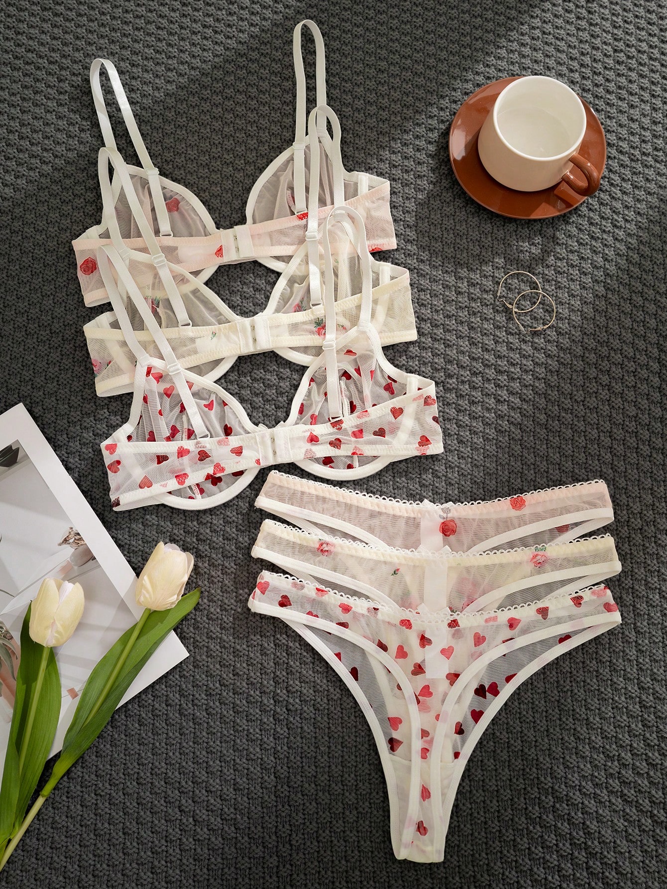 3-Piece Sheer Mesh Lingerie Se - Sheer Mesh Bra incelemesi ve fiyatı