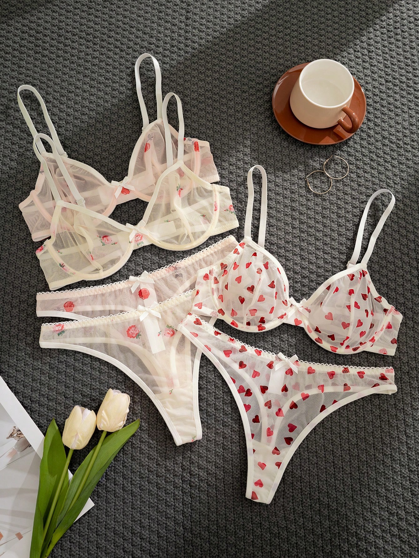 3-Piece Sheer Mesh Lingerie Se - Sheer Mesh Bra incelemesi ve fiyatı